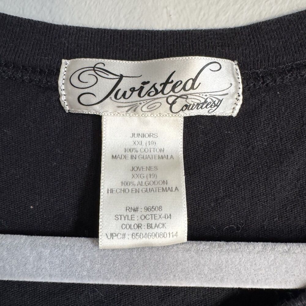 Y2K Twisted Courtesy Black White Skull  T-Shirt Juniors XXL 19 y2k skull grunge - Picture 3 of 11